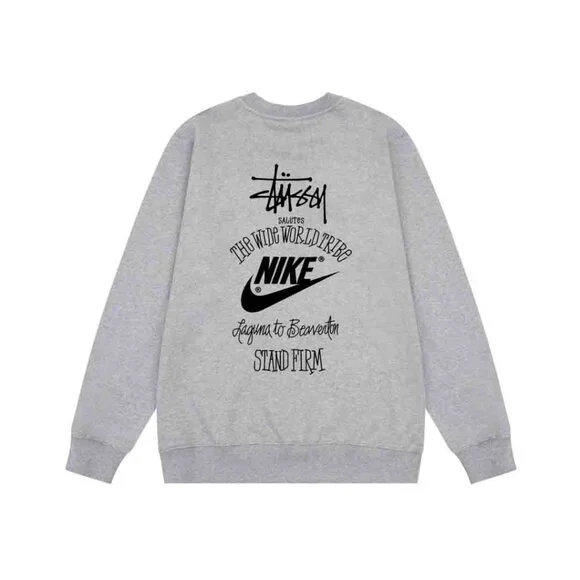 Men's Stussy x Nike Print Gray Sweatshirt Size: L